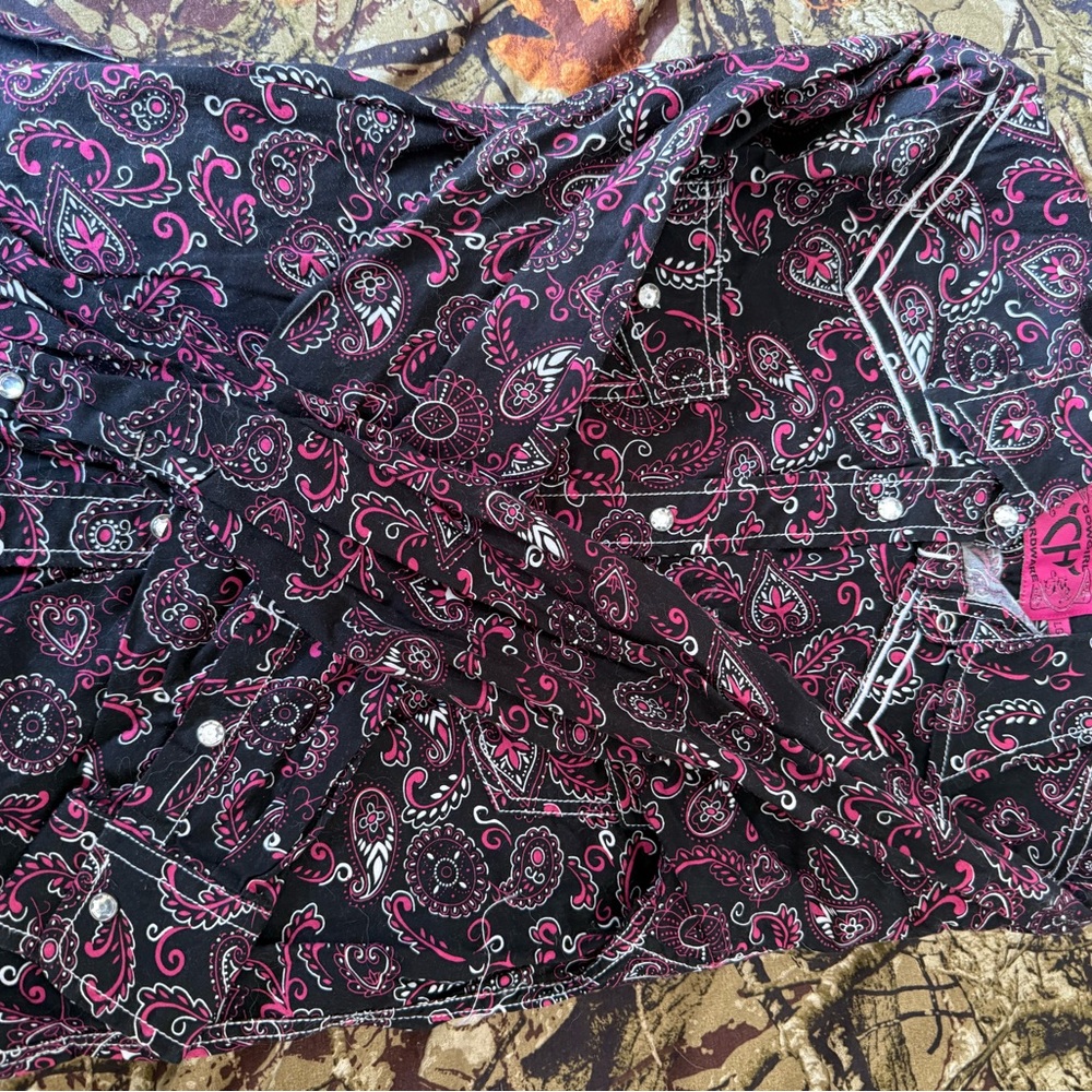 Pink and Black Paisley Women's Top